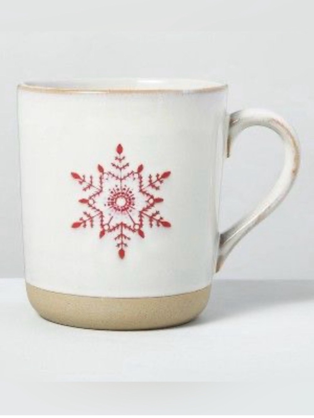 Hearth & Hand Magnolia Ceramic Red Snowflake Holiday Mug 16 oz Reactive Glaze
